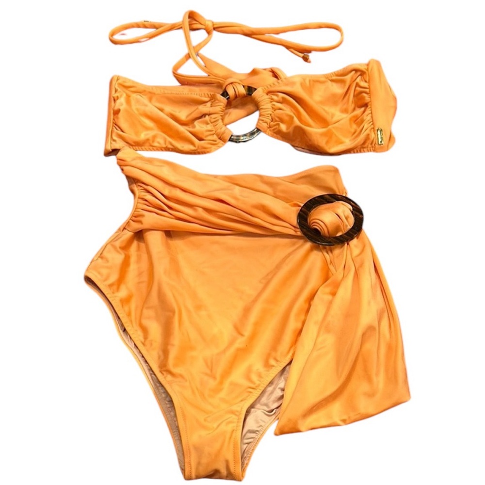 PatBo two piece peach self tie bikini